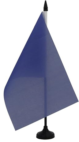 AZ FLAG Drapeau de Table Unicolore Bleu Marine 21x14 cm Socle Plastique | Usage intérieur Drapeau de bureau de couleur blanche finition cousue et bords renforcés polyester 100D