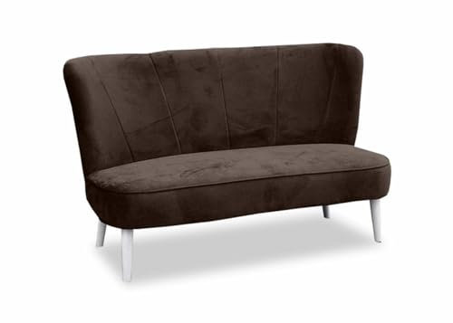 Ares Meble Retro Sofa 2 Sitzer 130x70 cm - Relaxsofa - Vintage Kleine Sofa - Sofa Zweisitzer - Sofabed - Mini Couch - 2er Sofa - Wohnzimmer Couch - Beine Weiß - Braun
