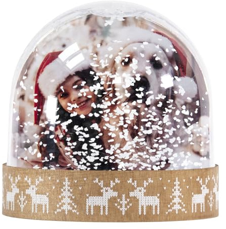 Shot2go Personalised Photo Snowglobe Wood Reindeer in Gift Box