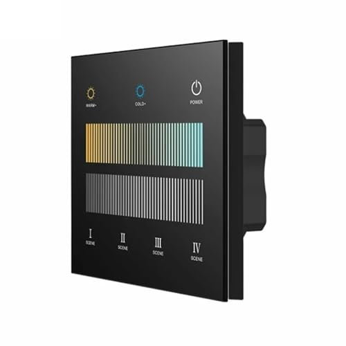 WHARGTSL AC100V-220V Eingang 2CH * 20mA Farbtemperatur Touch Glas Panel Controller 2,4G RF 0-10V CCT Dimmer T2-L for Einzelne Farbe Streifen(Black Shell)