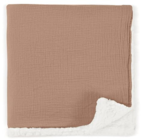 Koomuao Babydecke 90x70cm Baumwolle weiche warme Baby Decke,Winterdecke mit flauschigem Teddy Fleece,für Kleinkinder Mädchen Krabbeldecke Kinderbett Kinderwagen (Braun)