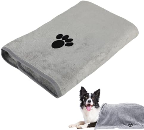 YIPFEN Toalla para Mascotas 1 Pieza, Súper Absorbente, Suave, de Microfibra de Secado Rápido, Ideal para Gatos, Perros y Otras Mascotas (40 x 80 cm) (Gris)