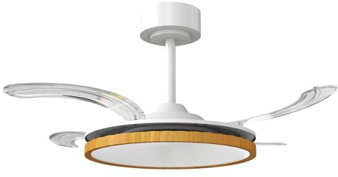 HOMCOM Ventilador de Techo con Luz LED 80 W Ø95 cm Natural | Motor DC Reversible, Lámpara Ventilador Techo Silenciosa, Mando a Distancia, 6 Velocidades, 3 Colores, Temporizador