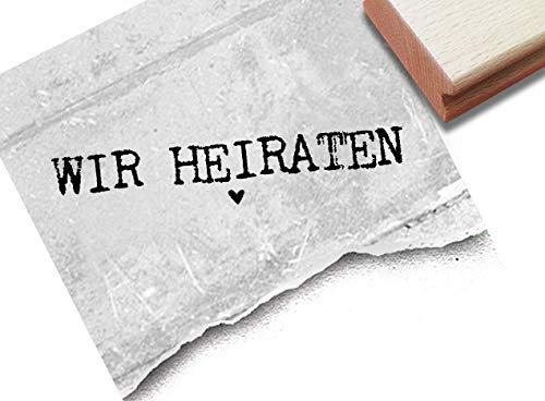 Stempel - T 16 16 - Hochzeitsstempel WIR HEIRATEN mit Herz - Textstempel Schriftstempel für Ihre Hochzeit Einladungen Servietten Deko- von zAcheR-fineT