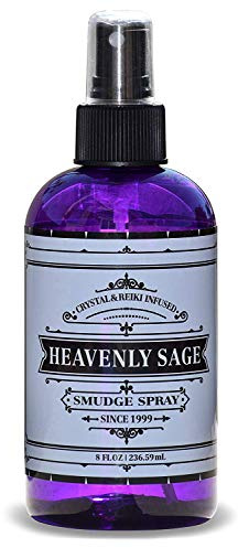 Heavenly Sage Sage Smudge Spray (8 FL OZ) Premium 100% Natural Sage, Juniper & Lavender Smudge Spray is Crystal & Reiki Infused, Energy Clearing, Purifying, Healing, Smokeless Alternative.