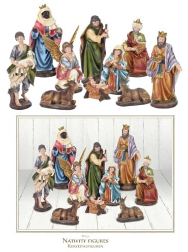 Carousel Home and Gifts Large Traditional Deluxe Christmas Nativity Set Scene With 10 Detailed Figures