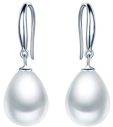 Yumilok Damen Mädchen Frauen 925 Sterling Silber Fashion Wassertropfen Perlen Ohrhänger Ohrringe Hypoallergen Ohrschmuck