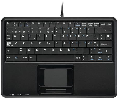 Perixx PERIBOARD-510H Plus - Teclado USB con Cable y touchad Multi Gestos Integrado y 2 entradas USB – Teclas silenciosas de Tijera X - Distribución QWERTY español - Negro