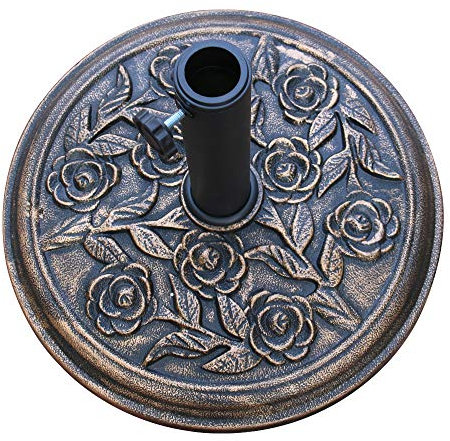 Green Bay 9.5kg Round Parasol Bases Umbrella Stand Weights Cast Iron Effect Rose Pattern