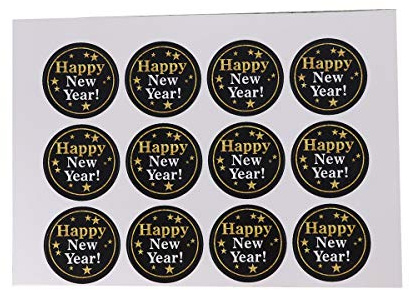 Amosfun 120 Stücke Silvester Geschenkaufkleber Papier Stern Aufkleber Runde Sticker Selbstklebende Etiketten Einmachetiketten für Papiertüten Geschenkverpackung Umschlag(HAPPY NEW YEAR)