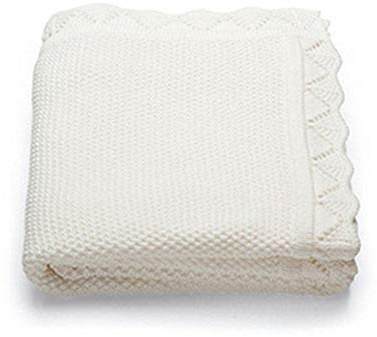 Odot Coperta Bimbo in Maglia per Bambino, Soffice Dormire di Coperta Unisex Neonato Morbida Coperta Swaddle Perfetta per Culla, Carrozzina, Lettino (80x100cm,Bianca)