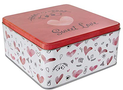 Städter 710146 Sweet Love Gebäckdose, Weißblech, 16,5 x 16,5 cm