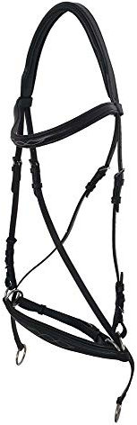 A&M Reitsport Hochwertige Gebisslose Trense IRIS aus Leder Schwarz, Größe:Vollblut