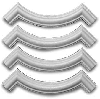 Decosa Viertelbogen zu Wandleiste Melissa - 1 Set à 4 Bögen - Hochwertiges Wandelement in Weiß - Flachleiste aus Styropor 14 x 14 cm - Dekorative Stuckoptik