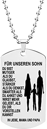 HAYOUWAY Silber Halskette Hundemark Ketten mit Anhänger Edelstahl Herrenschmuck für Herren Sohn Jungen Geburtstagsgeschenk von Mama Papa