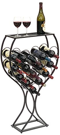 DanDiBo Weinregal Weinglas Design Metall Schwarz Flaschenregal stehend 100 cm 96211 für 15 Flaschen Schmiedeeisen