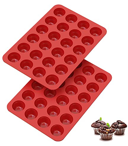 SILIVO 2-inch Deep Mini Muffin Pans Nonstick 24 Cup (2 Pack) - Mini Cupcake Pans - Silicone Muffin Tins for Muffins, Cupcakes and Egg Bites