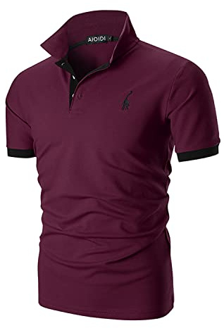 AIOIDI Polo de Golf para Hombre Manga Corta de Bordado Jirafa Camiseta de Algodón