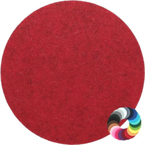 Design Filz Untersetzer rund Durchmesser 20cm, rot meliert (HF032) für Glas, Getränke, Bar, Tasse, Vase