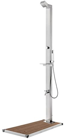 INLIFE Gartendusche mit Brauner Bodenplatte 225 cm Edelstahl-0787-0787