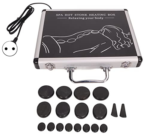Hot Stones FüR Massage-Set, 16-Teiliges Tragbares Beheizbares Massage-Steine-WäRmer-Set FüR Entspannende Spa-Massagen, Muskelschmerzen Lindern