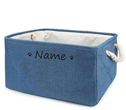 krui Faltbare Spielzeugkiste für Hunde und Katzen, Haustierspielzeugkiste mit Namen, Kinderspielzeugbox, faltbare Hundefutter-Aufbewahrungsbehälter, Haustierspielzeug-Aufbewahrung (S 30 x 20 x 12 cm,
