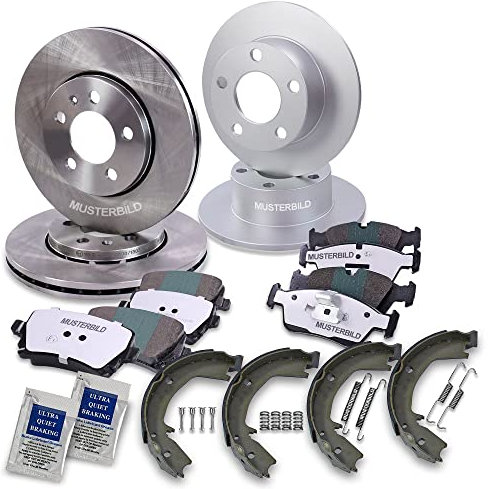 Set freni ATEC Germany incl. dischi freno anteriori Ø 312 mm ventilati + posteriori Ø 300 mm ventilati + pastiglie freno anteriori e posteriori + ganasce freno posteriori