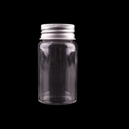 KERREY 15 Uds. Dia 37mm 20ml/50ml/70ml/90ml/125ml/150ml Botellas de Vidrio Transparente for Especias Tarro de Dulces terrario con Tornillo Tapa de Aluminio Artesanal (Color : 50ml)