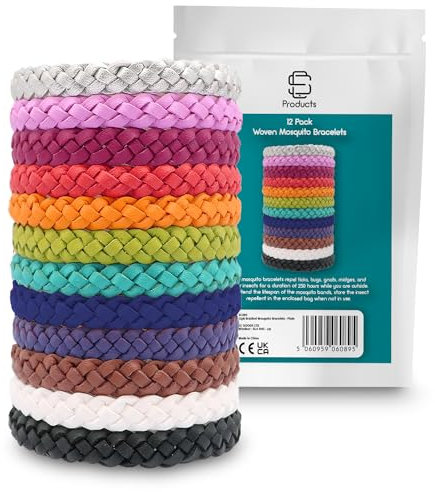 SC Products Mosquito Repellent Bracelet (12-Pack) | DEET Free Insect Midge Bug & Mosquito Bands for Adults & Kids | Waterproof Insect Repellent Bracelet 12pc with 300 Hours / 12 Days of Protection
