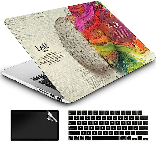 AMCJJ Custodia Rigida Compatibile con MacBook Air 13 Pollici 2017-2010 Release A1466/A1369,Plastica Case Cover & EU Tastiera Cover & Screen Protecto, Cervello Sinistro Destro 4