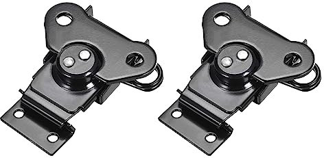 METALLIXITY Ressort Chargé Papillon Tordre Loquet (57mm/2.24) 2pcs, Fer Placage Gardien Basculer Pinces - pour Étuis Bois Boîte, Noir