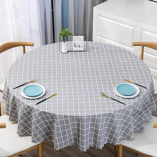 XQSSB Tischdecken Wasserabweisend Tischwäsche Anti Hot Durable Lotuseffekt Abwaschbar Schmutzabweisend Gray 100cm Round Diameter