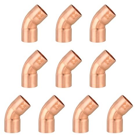 (Pack of 10) EFIELD 1/2 C X C Copper 45 Degree Elbow, LF Short Turn Copper Plumbing Fittings with Sweat Solder Connection,(COPPER056)