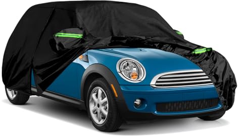 Car Cover Suitable for Mini Cooper 3 Doors 2000-2026, Full Garage Car Cover | Waterproof with Cotton Lined and Zipper Door for Snow, Rain, All Weather Protection