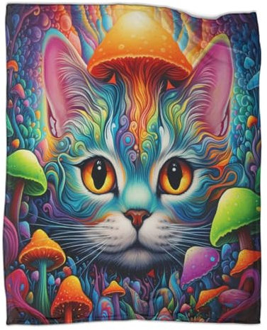 Outdoor-Spieldecken im Frühling, Bunte und niedliche Katzen, Plüsch-Überwurf, ultraweiches Flanell-Fleece, Bedruckt, warm haltende Decken, 150 x 200 cm