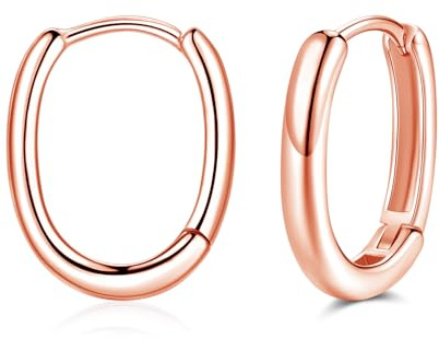 Cangall 925 Sterling Silber Creolen Klein, Oval Ohrringe, Hypoallergen U-förmige Geometrische Damen Ohrringe, Knorpel Schlafen Kreolen für Frauen Mädchen