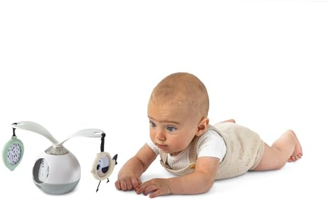 Tiny Love 2-in-1 Tummy Time Musical Mobile, 2-in-1 musikalisches Baby-Mobile für Bauchlage, 360° drehbares Baby-Mobile mit Musik und Licht, ab 0 Monaten, Mobile für unterwegs, Black & White Décor
