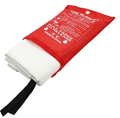 CORHAD Manta Ignífuga De Extinción De Incendios 1,8x1,8 m De Fibra De Vidrio Resistente Ligera para Uso Exteriores y Emergencias Cocina Hogar Automóvil