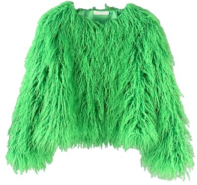 FM2018XSL Giacca Pelliccia Corto Donna Fronte Aperto Capispalla Donna Autunno Invernali Cappotto In Pelliccia Sintetica,m,Verde
