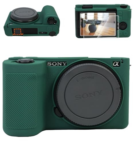 VOVMOEYA Kameratasche für Sony ZV-E10 II mit 2 Displayschutzfolien und 1 Blitzschuhabdeckung, Alpha ZVE10II Silikonhülle, weiche schützende leichte Hülle