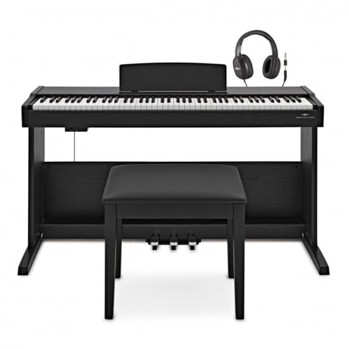 VISIONKEY-500 Digitalpiano 88 Tasten mit Bank, Mattschwarz | Für angehende Pianisten, 10 authentische Sounds, 3-Pedal-Einheit für Ausdruck, USB to Host, App für Split/Layer-Modi