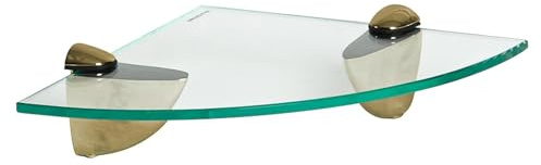Harbour Housewares Schwebendes Eckregal aus Glas für Badezimmer - 20cm - Klar/Gold - 1x Wandmontage Küche Schlafzimmer Dusche Zimmer Dekor Caddie Handtuch Lagerung Veranstalter Regale mit Klammern