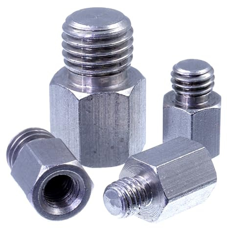 SECCARO Raccordo di riduzione da M12 a M10, in acciaio inox V2A VA A2, esecuzione esagonale, filettatura interna ed esterna, 5 pezzi