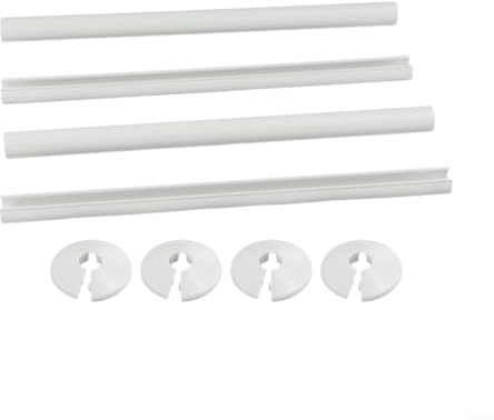 Todikaper Radiator Pipe Covers and Collars Set White 15x300mm for Heating Water Gas Drain Pipes 4PCS | Plastic radiator pipe covers white water heating radiator