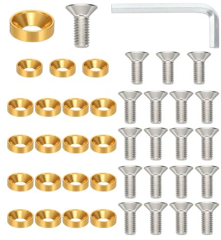 PATIKIL Kit De Arandelas Avellanadas M8, 40 Piezas De Aleación De Aluminio Para Tornillos De Cabeza Plana Para Accesorios Mecánicos Y Modelos DIY, Tono Dorado