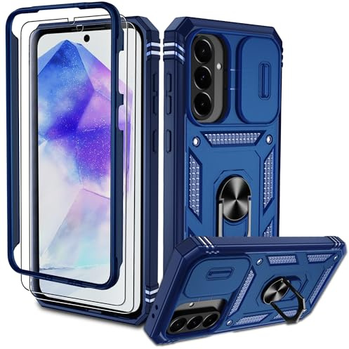 Pilaru Hülle für Samsung Galaxy A56 5G,Kameraschutz Handyhülle mit 2 Stück Schutzfolie,Militär Stoßfest Schutzhülle Outdoor Kratzfest Handy Hüllen für Samsung A56,Blau