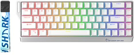 GK GAMAKAY x NaughShark NS68 Rapid Trigger Kabelloses Gaming Tastatur | BT/2.4GHz/Wired 8KHz 0,01mm RT, Hall Effekt Outemu Peach Crystal Magnetschalter Tastatur (Weiße-Shine Through)