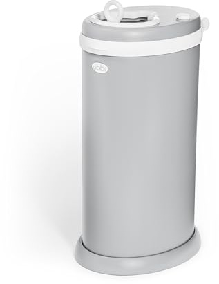 Ubbi Secchio per pannolini in acciaio inox, con chiusura anti-odore, non richiede sacchetto speciale, premiato, indispensabile per il registro, grigio opaco