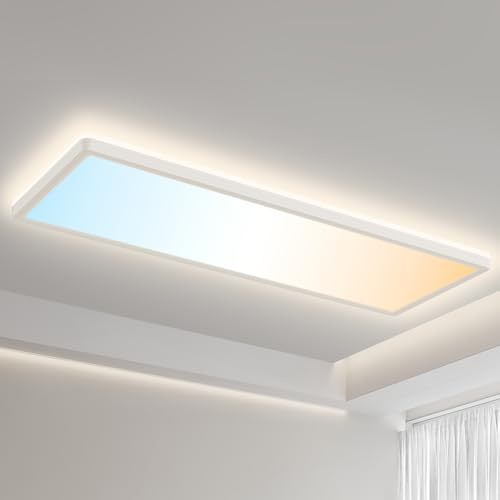 Led Deckenleuchte Dimmbar Deckenlampe Flach, LED Panel Decke Lampen mit Fernbedienung 24W 2500LM 3000K - 6500K Rechteckige Leuchten für Schlafzimmer Badezimmer Wohnzimmer küche Flur Backlight 58x20cm | Rechteckig Deckenlampe 24W 2500LM Decke Lampe Led Panel mit Backlight für Wohnzimmer Badezimmer Schlafzimmer Flur Büro Küche