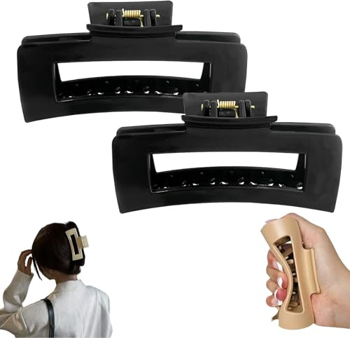 Soft Claw Clip, Haarspangen Cloud Clip Rutschfest Quadratische Klauenclips, Weiche Haarklammern FüR Damen, Haar Jaw Clips FüR Frauen MäDchen (Schwarz,2 STK)